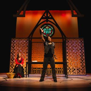 Tamarra Ramirez '28 (left) and Mars Ko '28 (right) perform as Elizabeth and Scratch respectively. Ramirez and Ko also were paired side by side in last year's production of Arthur Miller's "The Importance of Being Earnest"