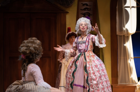 Actress dressed in Rococo fashion.