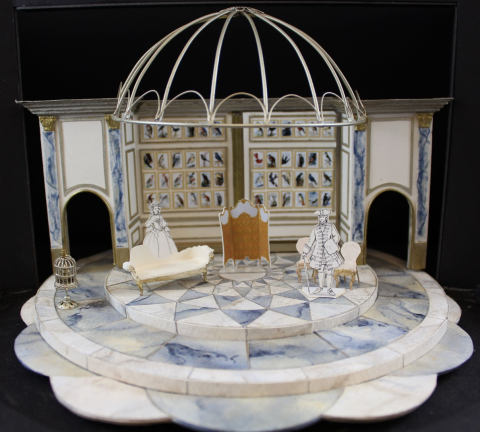 A miniature scene of a room.