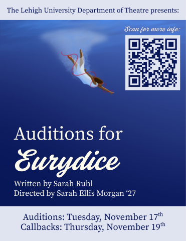 Poster to audition for "Eurydice" on November 17 and November 19