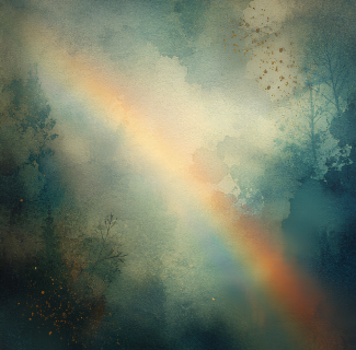 Rainbow across a turquoise sky