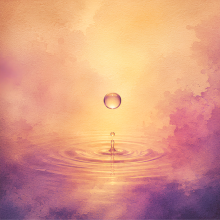 Orange and purple water droplet