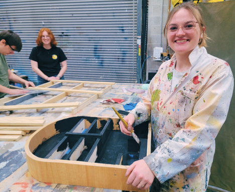 Rachel Smith working on her project Moonshelves.