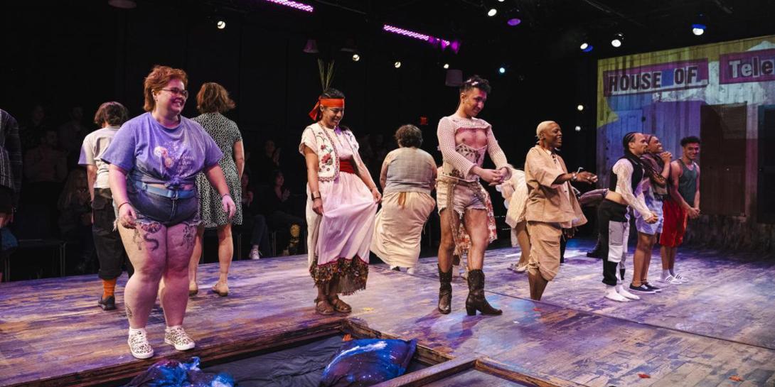Students performing on stage