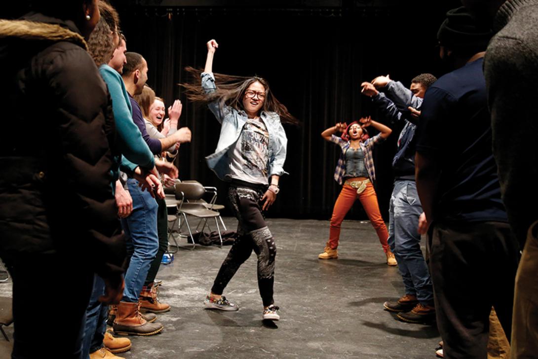 Act Like You Know: Hip Hop Theatre students cheer each other on in rehearsal for their upcoming show.