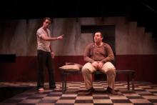 Lehigh University Theatre - The Pillowman, man pointing at another man