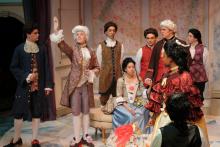 Lehigh University Theatre - The Belle's Stratagem, cast together, side angle