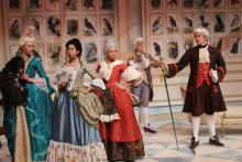 Lehigh University Theatre - The Belle's Stratagem, women with fans looking away