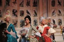 Lehigh University Theatre - The Belle's Stratagem, women with fans closeup