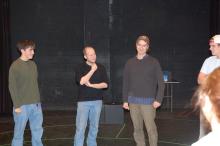 Lehigh University Theatre - Tectonic Workshop with Scott Barrow, men standing together
