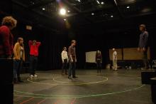 Lehigh University Theatre - Tectonic Workshop with Scott Barrow, man in middle of circle
