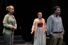 Lehigh University Theatre - Five Flights, man with back to two woman