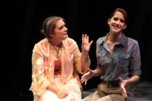 Lehigh University Theatre - Five Flights, woman with hand out talking to another woman
