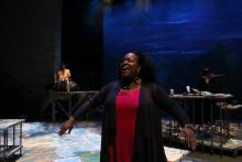 Lehigh University Theatre - The Last Days of Judas Iscariot, woman in red and black singing