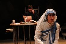 Lehigh University Theatre - The Last Days of Judas Iscariot, woman looking out looking upset