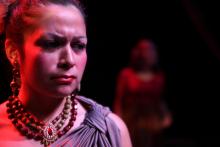 Lehigh University Theatre - The Belle's Stratagem, Sophocles' Antigone, closeup of woman's face