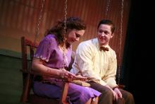 Lehigh University Theatre - The Last Train to Nibroc, woman and man on swing